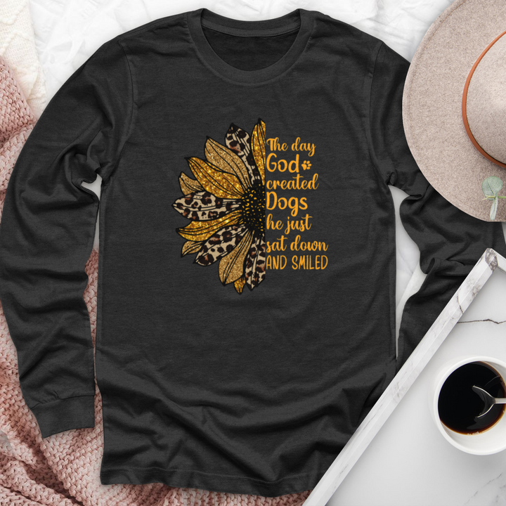 God Created Dogs Sunflower Long Sleeve Tee