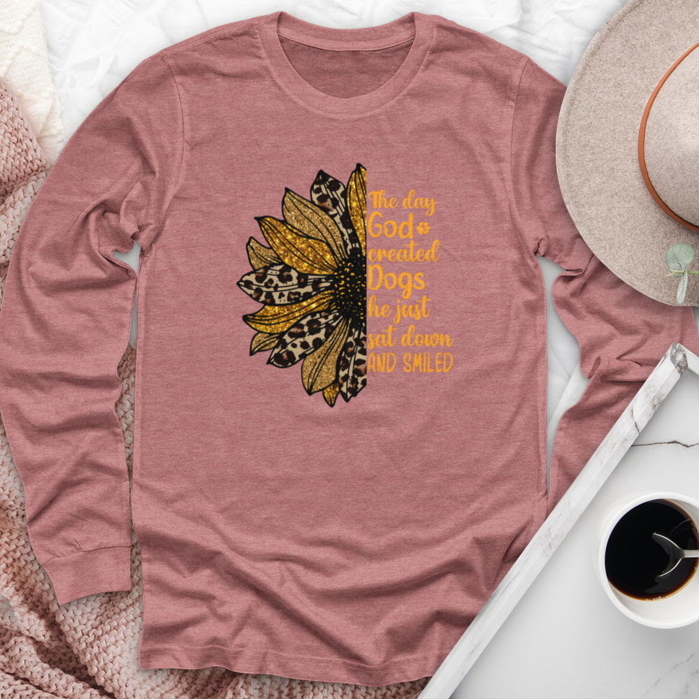 God Created Dogs Sunflower Long Sleeve Tee