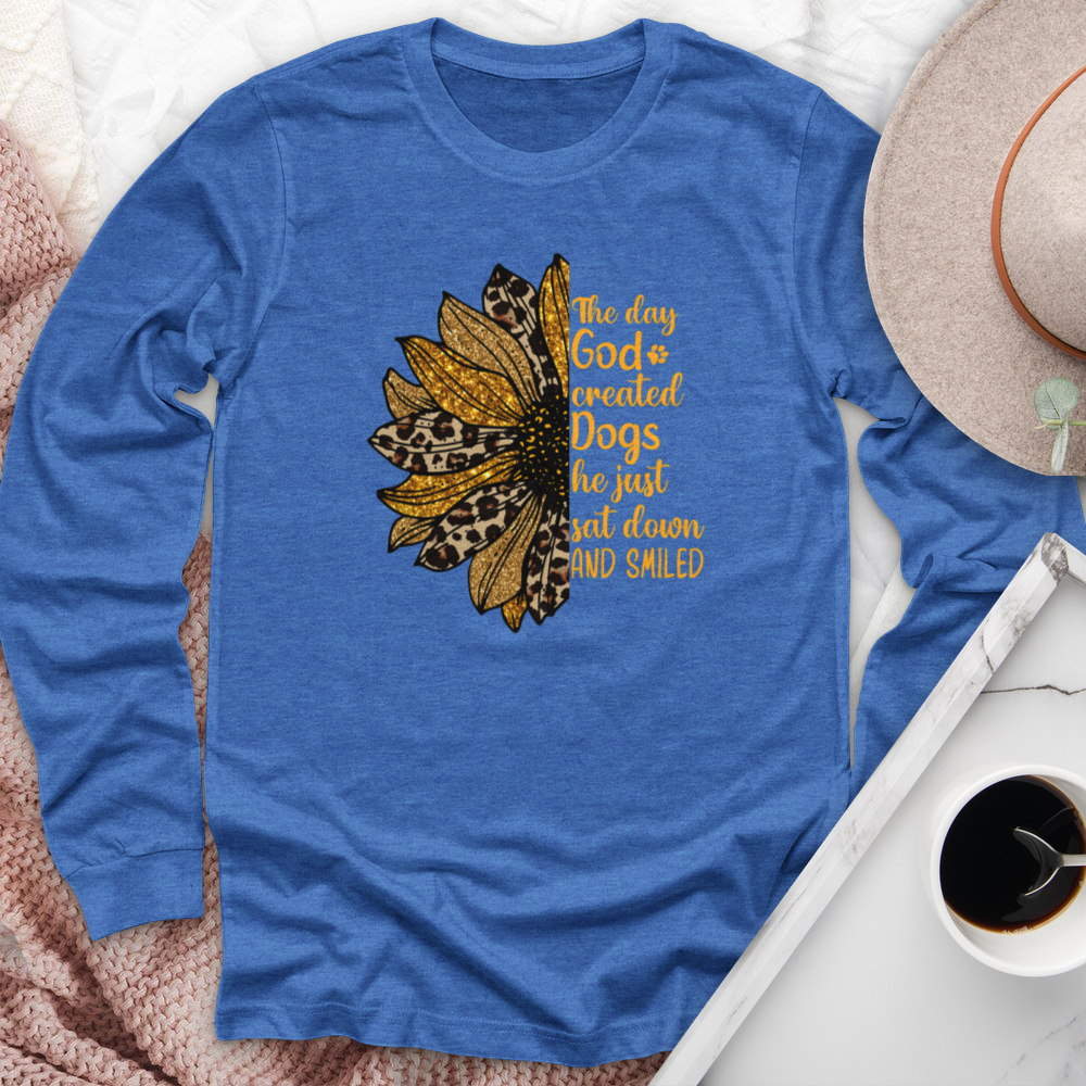 God Created Dogs Sunflower Long Sleeve Tee