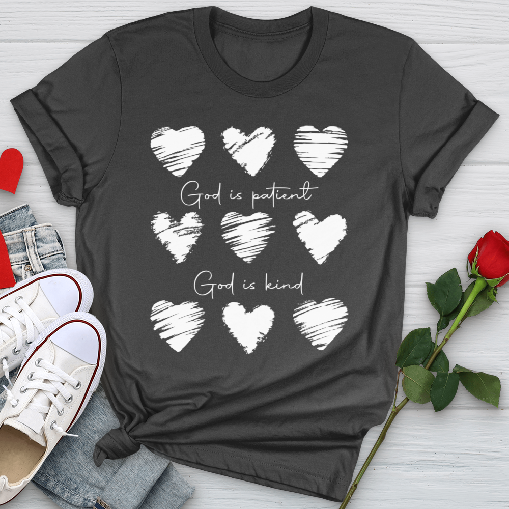 God Is Patient Hearts Softstyle Tee