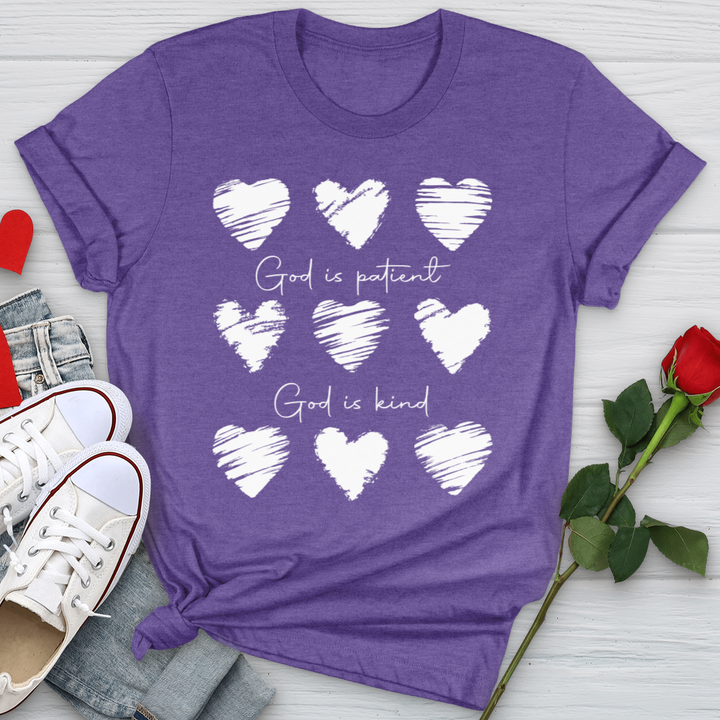 God Is Patient Hearts Softstyle Tee