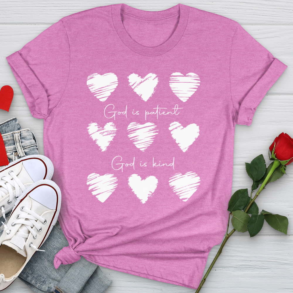 God Is Patient Hearts Softstyle Tee