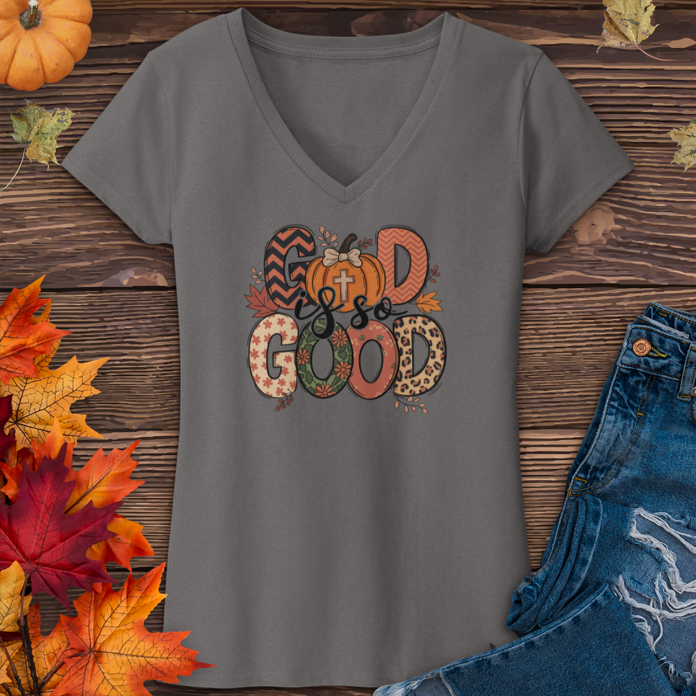 God Is So Good Fall V-Neck Tee