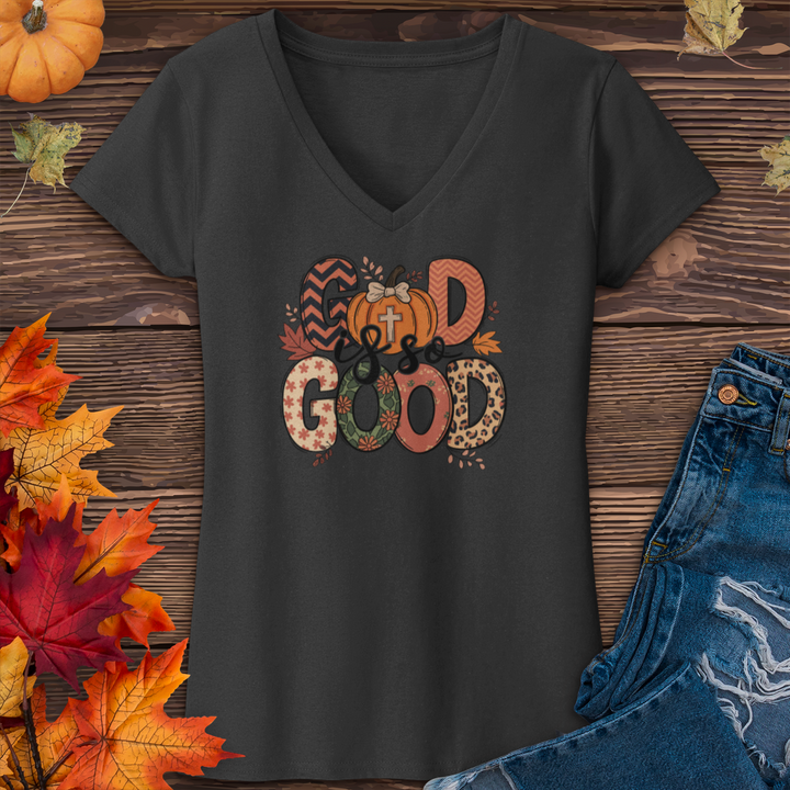 God Is So Good Fall V-Neck Tee