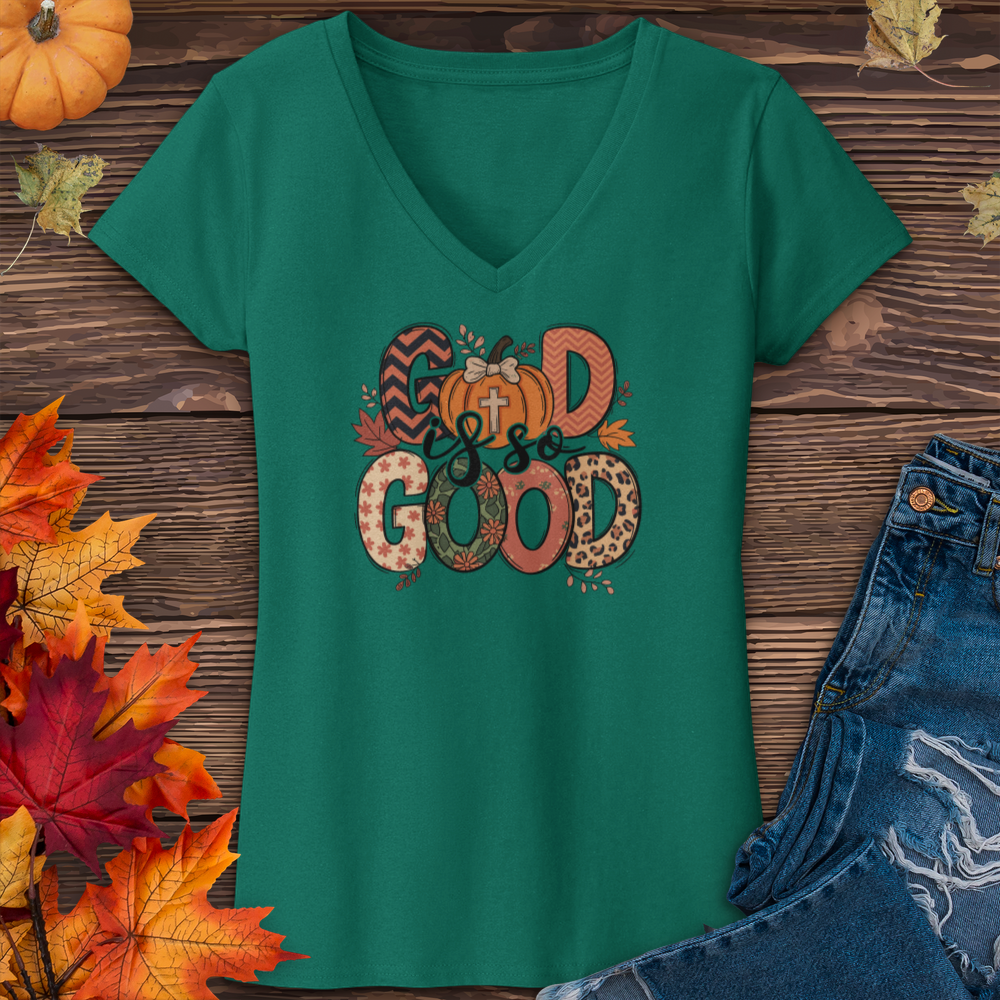 God Is So Good Fall V-Neck Tee