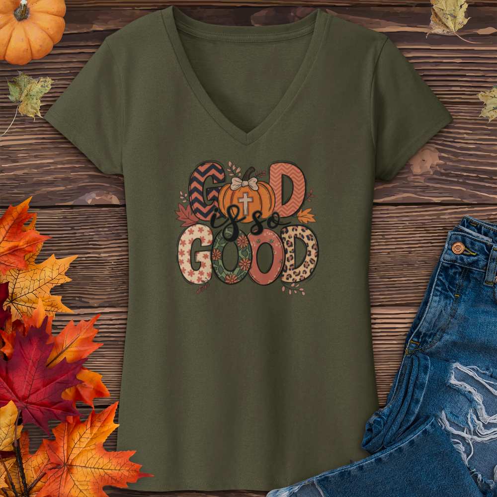 God Is So Good Fall V-Neck Tee