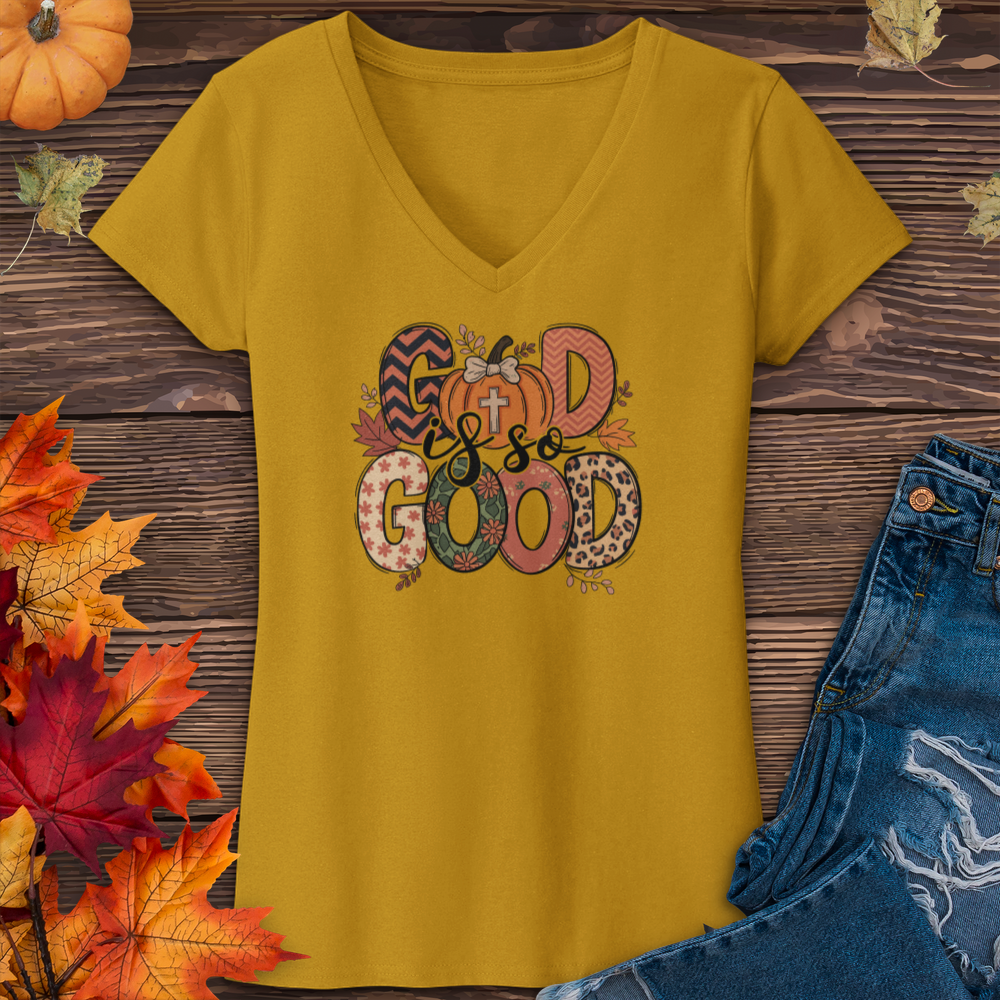 God Is So Good Fall V-Neck Tee