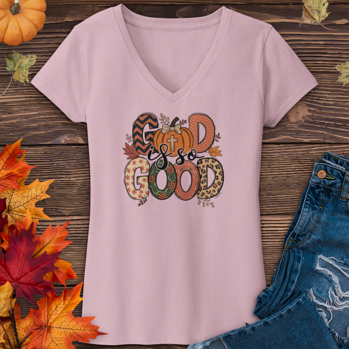 God Is So Good Fall V-Neck Tee