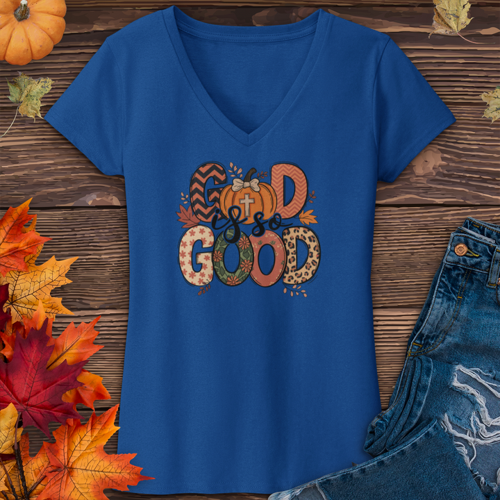 God Is So Good Fall V-Neck Tee