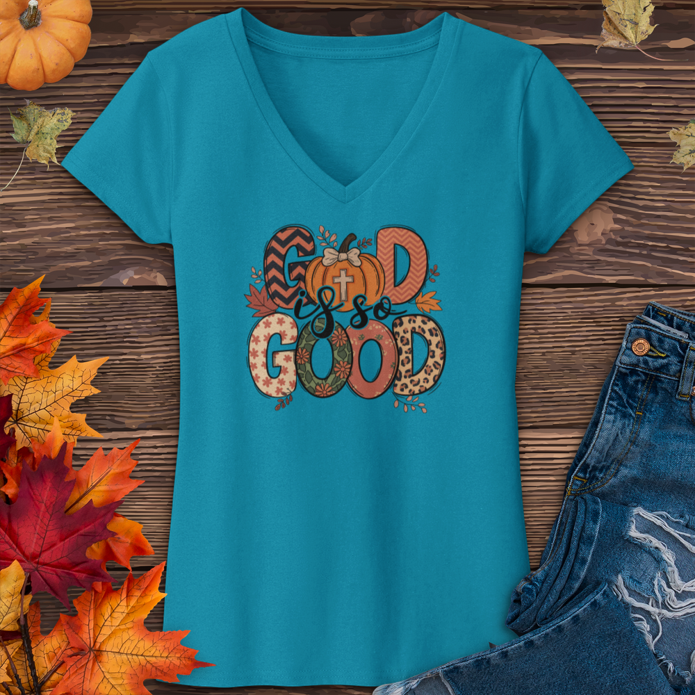 God Is So Good Fall V-Neck Tee