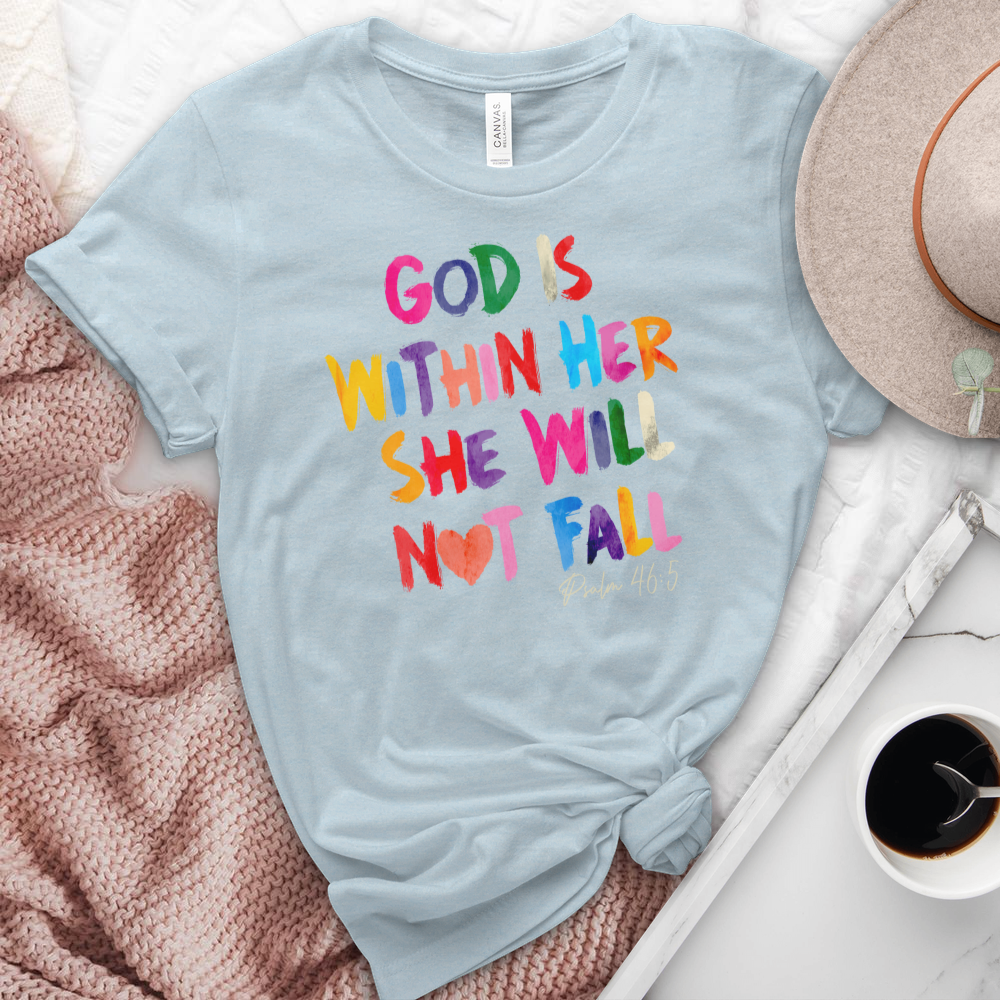 God Is Within Her She Will Not Fall Heathered Tee