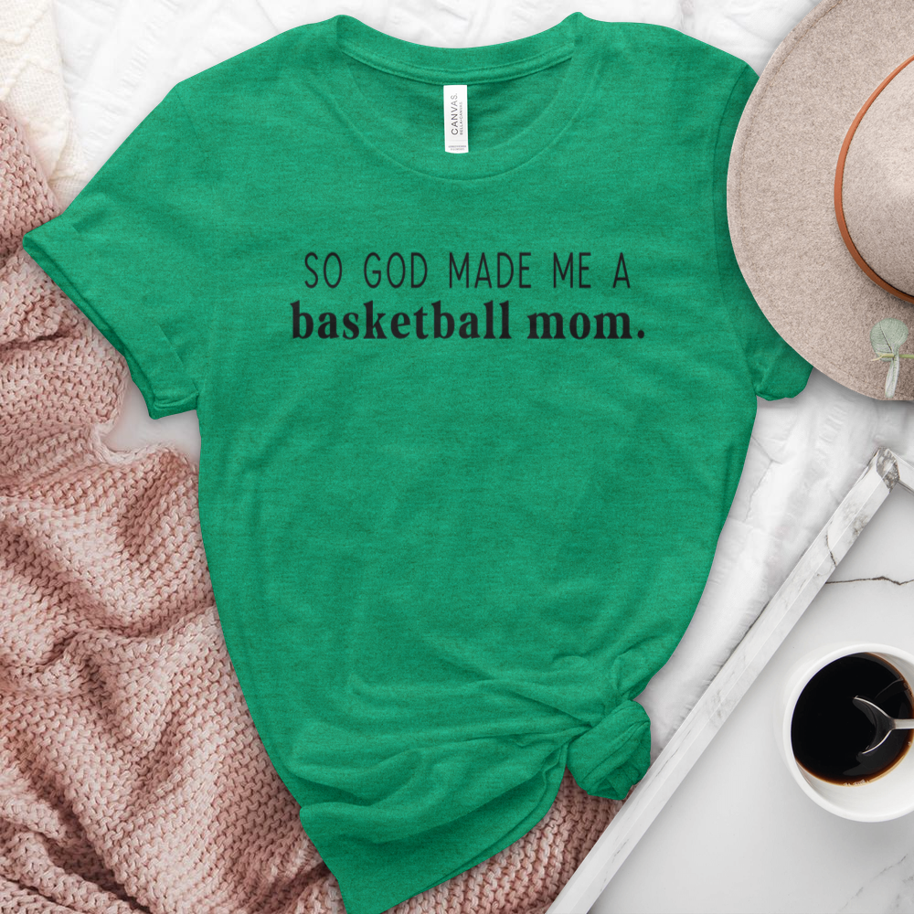 God Made Me A Basketball Mom Heathered Tee