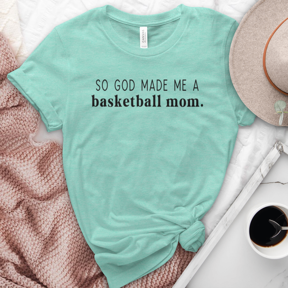 God Made Me A Basketball Mom Heathered Tee