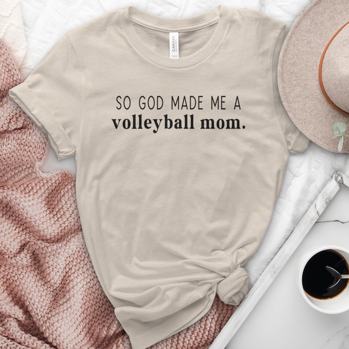 God Made Me A Volleyball Mom Heathered Tee