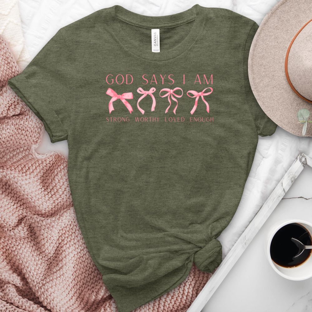 God Says I Am Heathered Tee