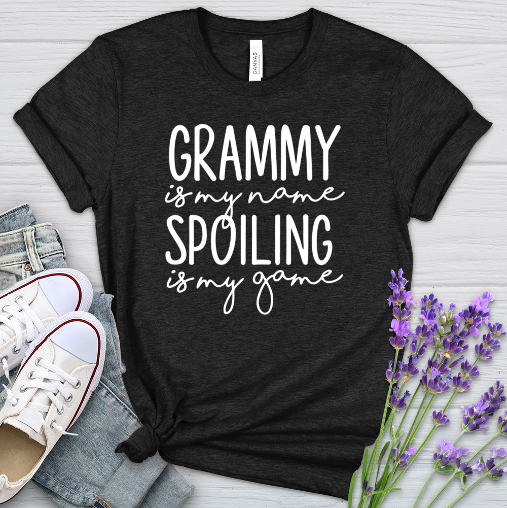 Grammy Is My Name Spoiling Is My Game Heathered Tee