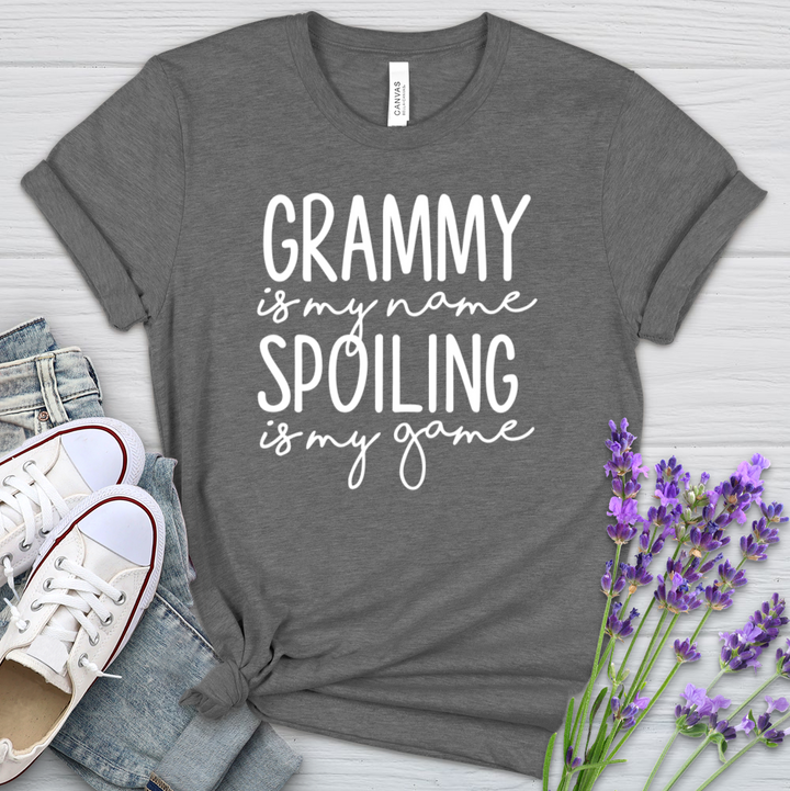 Grammy Is My Name Spoiling Is My Game Heathered Tee