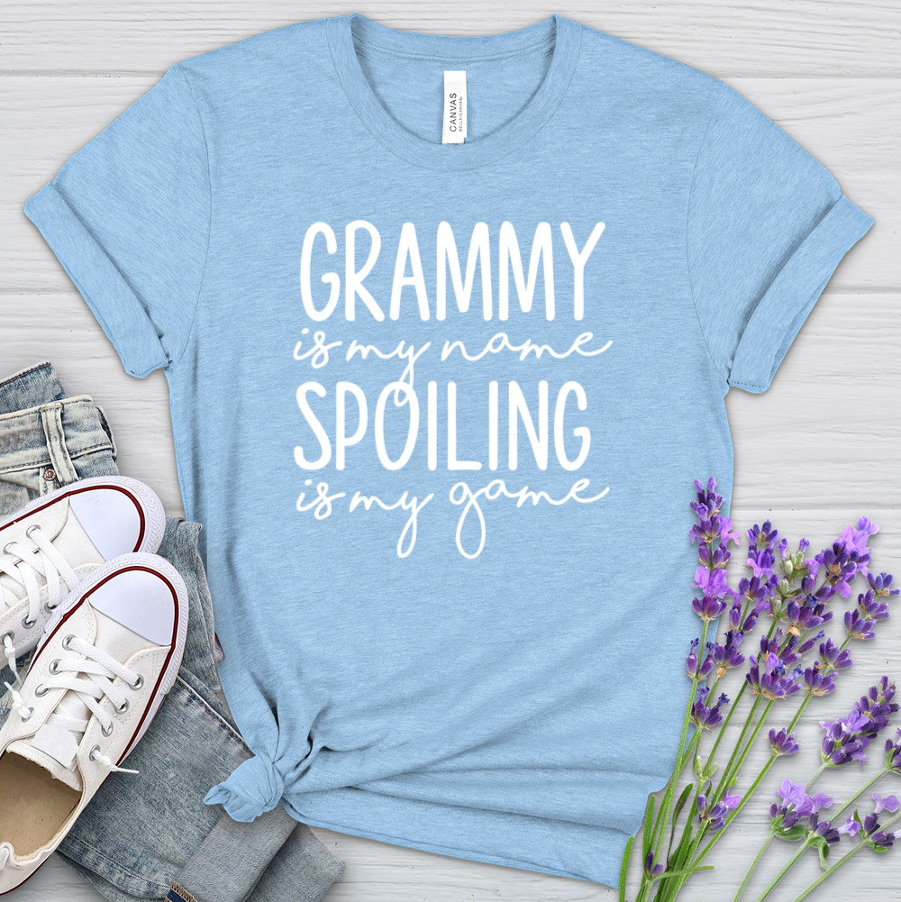 Grammy Is My Name Spoiling Is My Game Heathered Tee