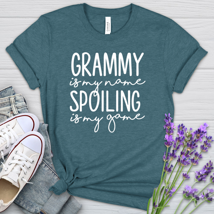 Grammy Is My Name Spoiling Is My Game Heathered Tee