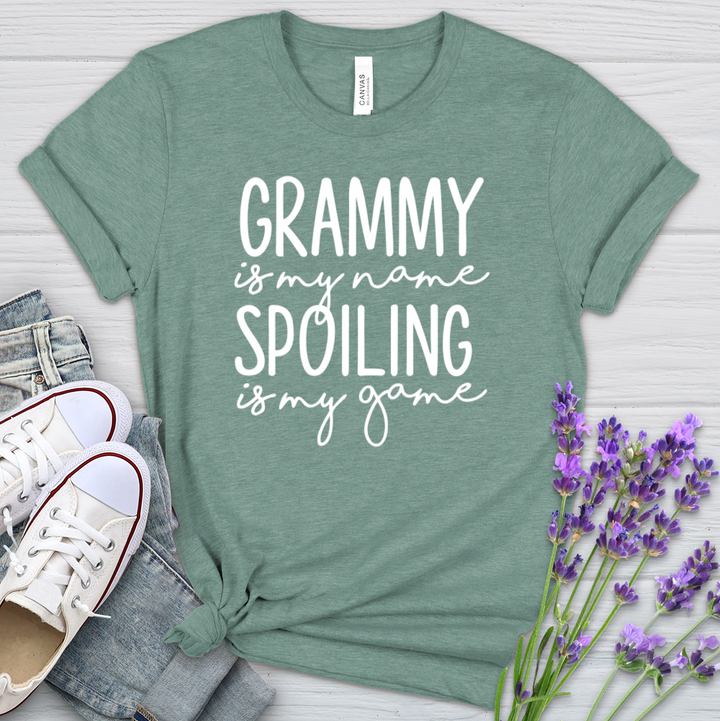 Grammy Is My Name Spoiling Is My Game Heathered Tee