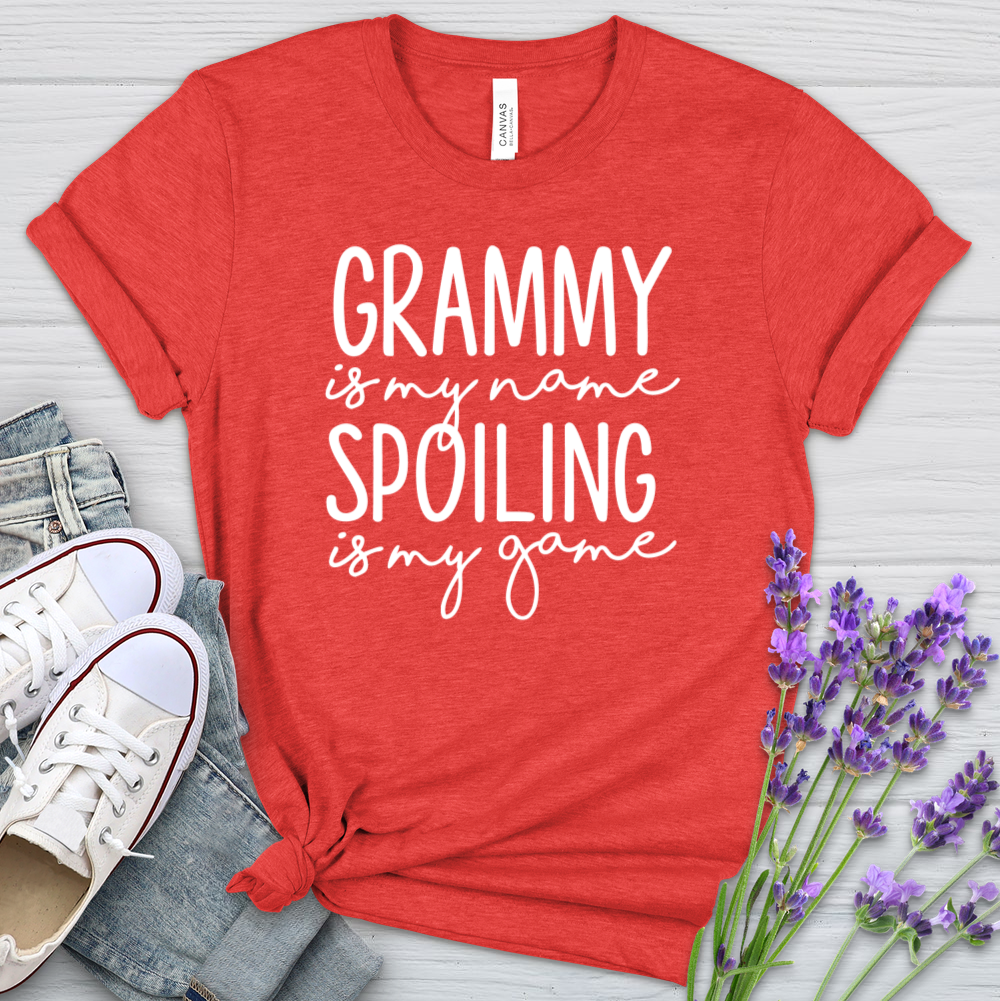 Grammy Is My Name Spoiling Is My Game Heathered Tee