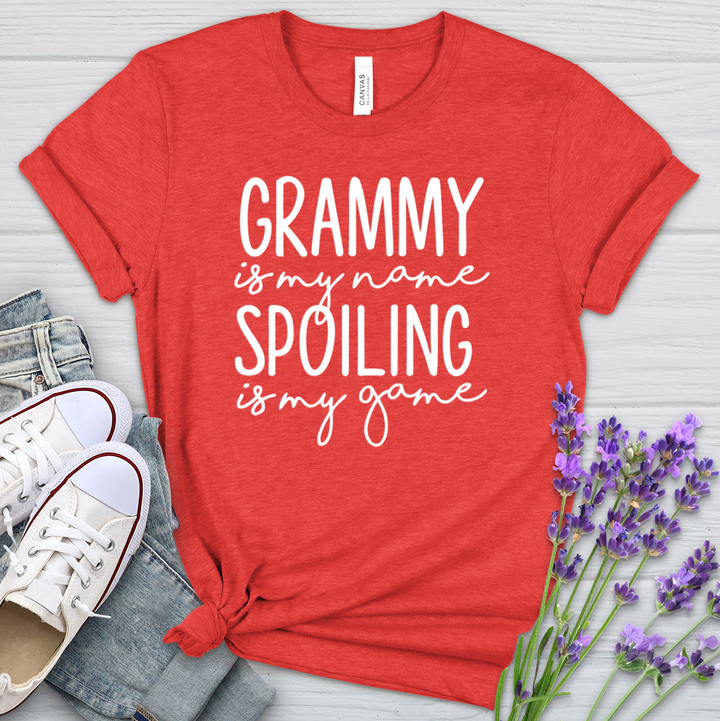 Grammy Is My Name Spoiling Is My Game Heathered Tee