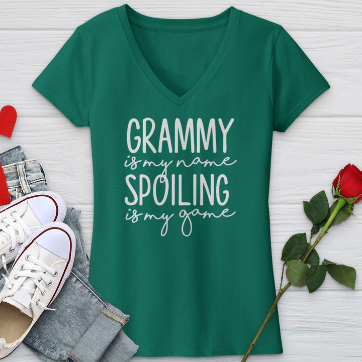 Grammy Is My Name Spoiling Is My Game V-Neck Tee