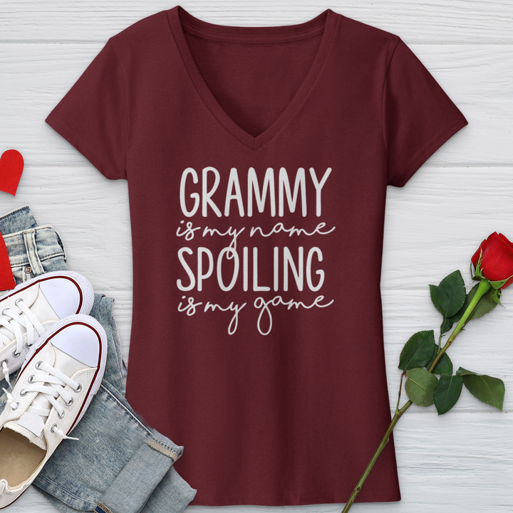 Grammy Is My Name Spoiling Is My Game V-Neck Tee