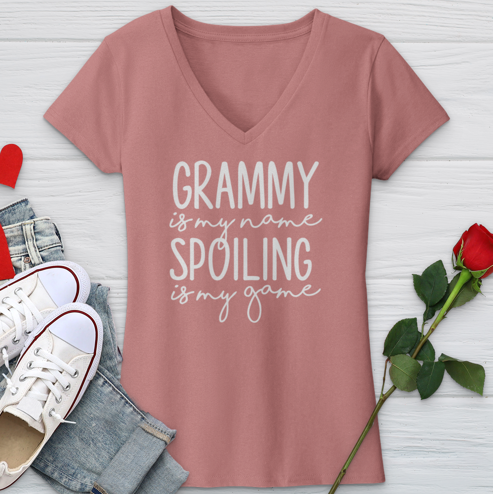 Grammy Is My Name Spoiling Is My Game V-Neck Tee