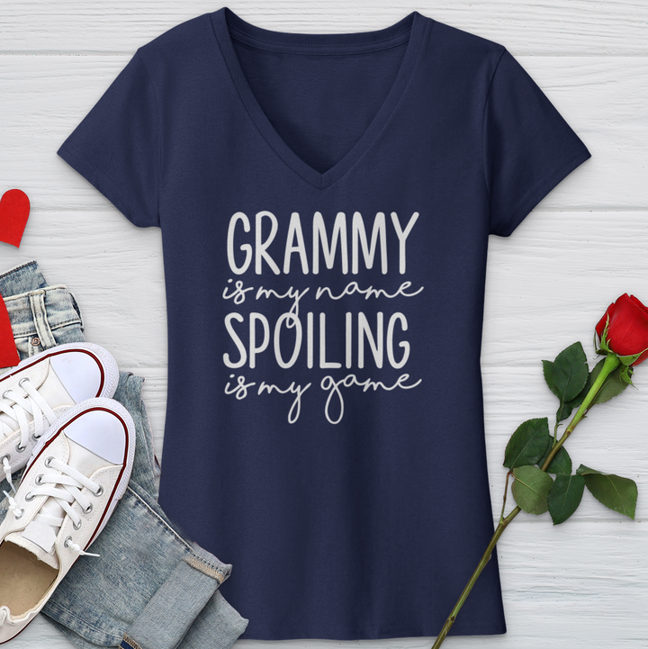 Grammy Is My Name Spoiling Is My Game V-Neck Tee