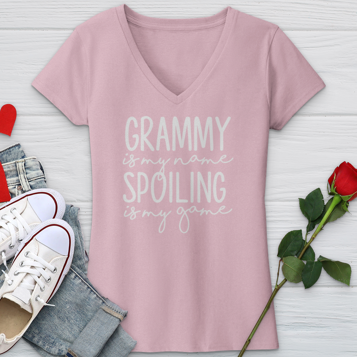 Grammy Is My Name Spoiling Is My Game V-Neck Tee