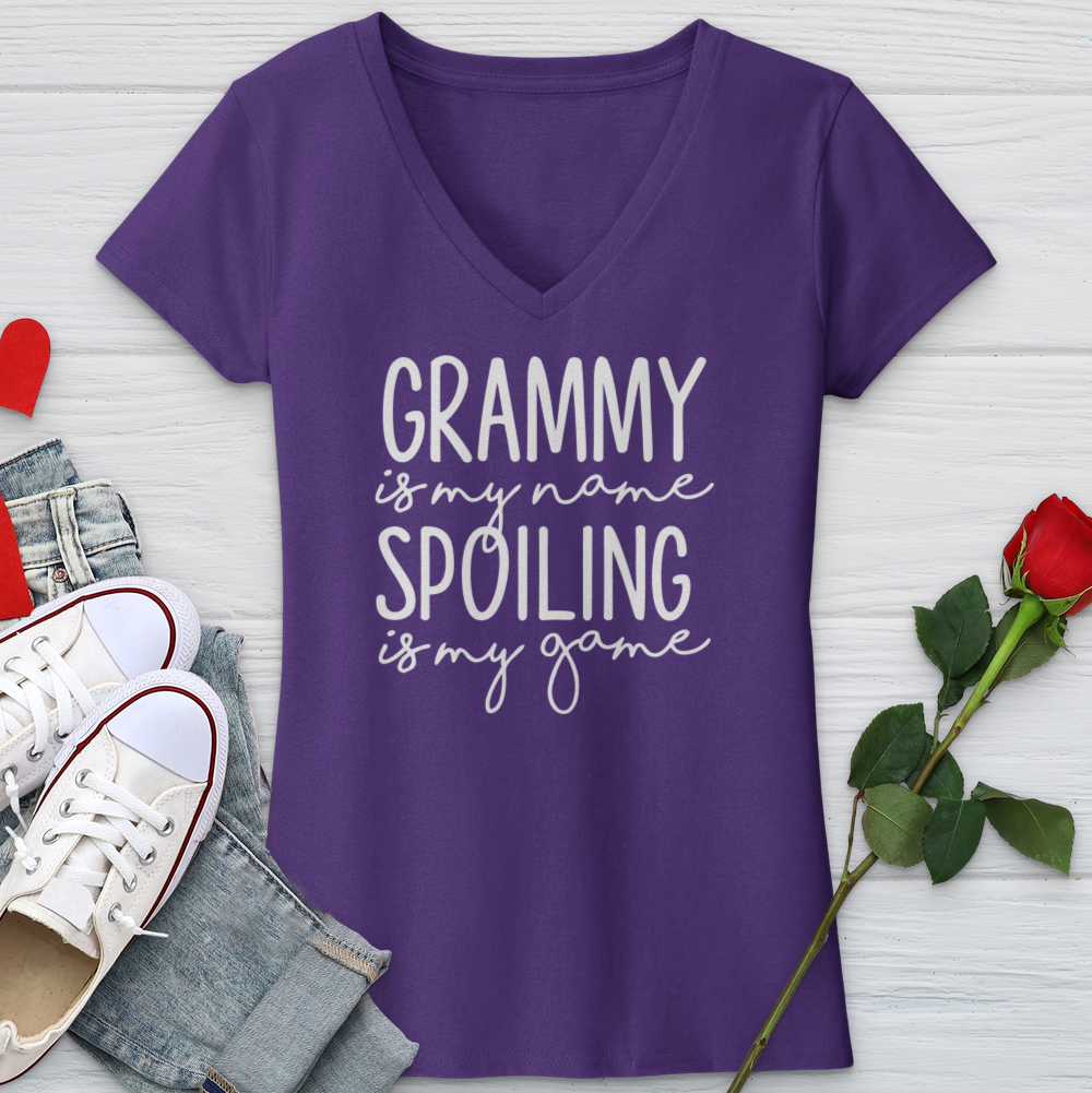 Grammy Is My Name Spoiling Is My Game V-Neck Tee