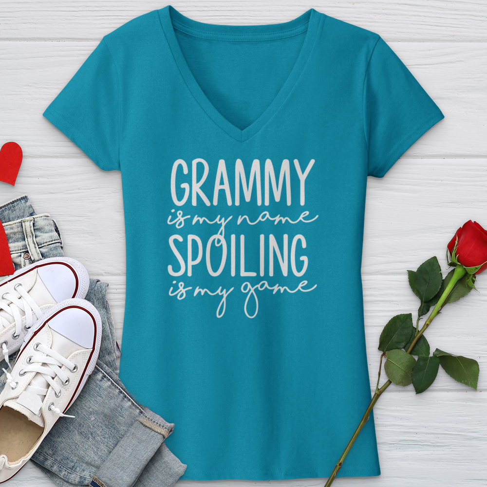 Grammy Is My Name Spoiling Is My Game V-Neck Tee