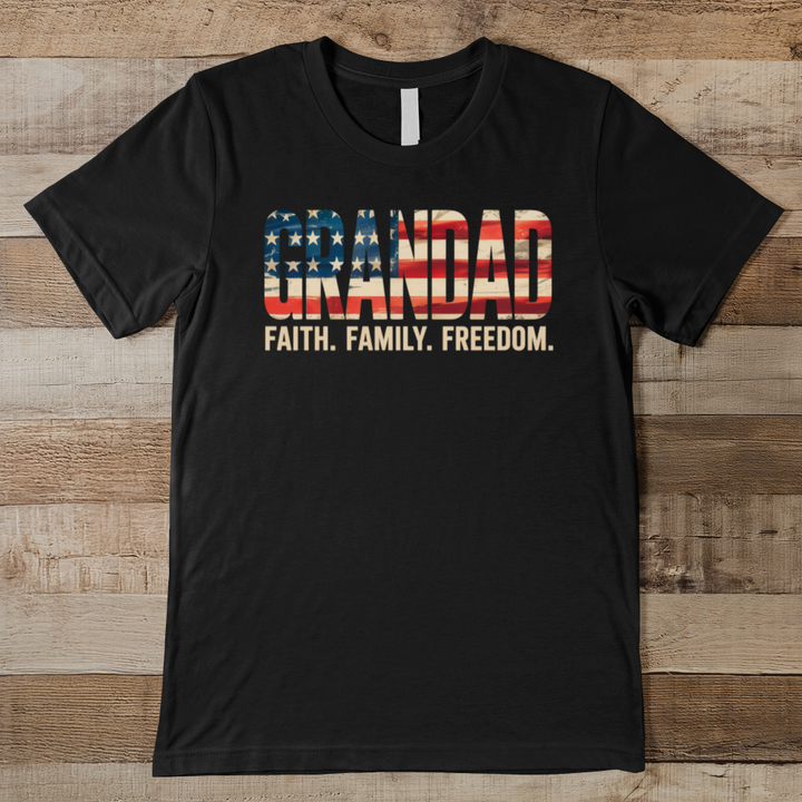 Grandad Faith Family Freedom Men's Tee