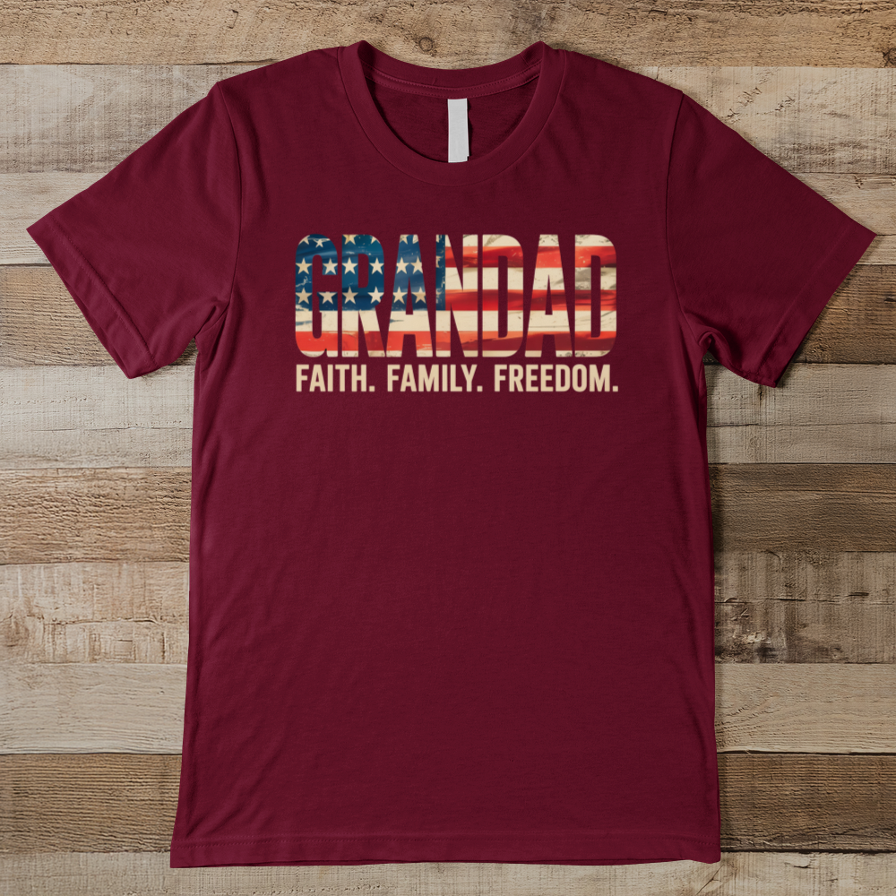 Grandad Faith Family Freedom Men's Tee