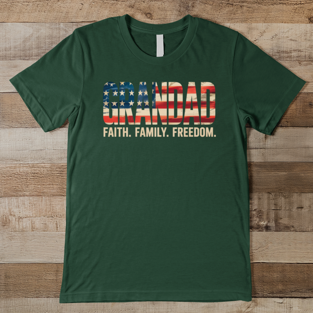 Grandad Faith Family Freedom Men's Tee