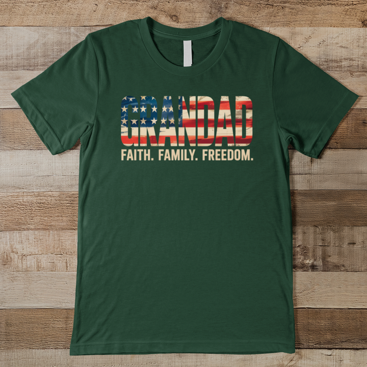 Grandad Faith Family Freedom Men's Tee