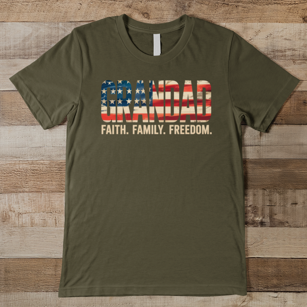 Grandad Faith Family Freedom Men's Tee
