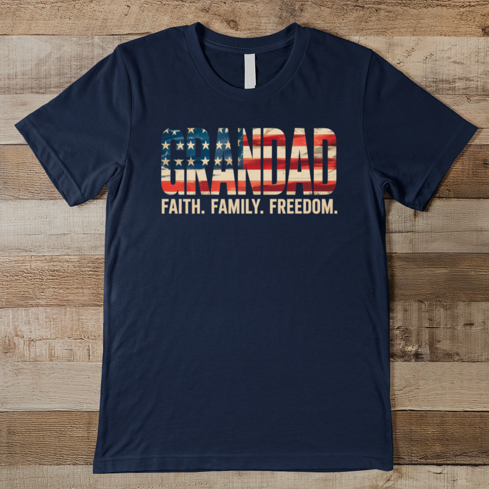 Grandad Faith Family Freedom Men's Tee