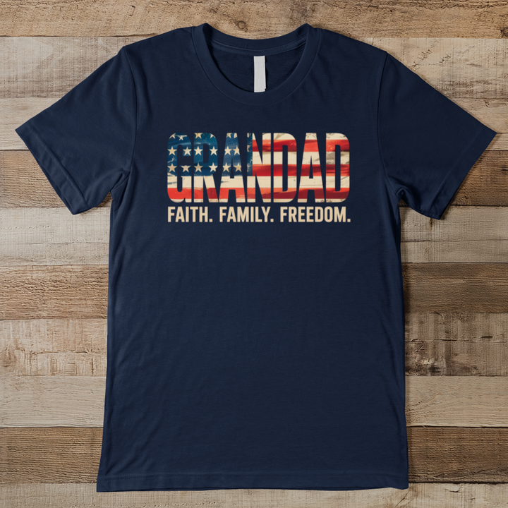 Grandad Faith Family Freedom Men's Tee