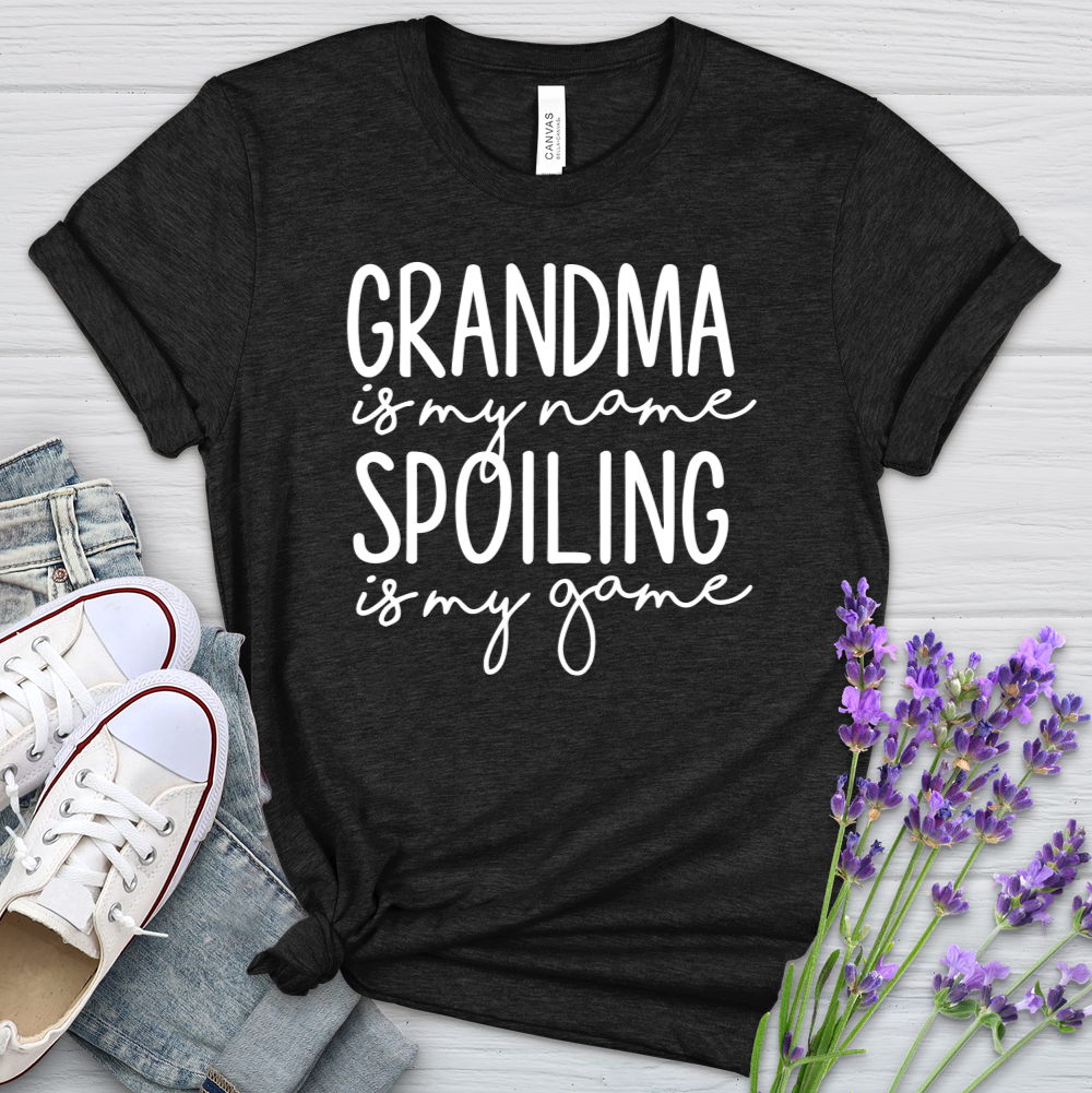 Grandma Is My Name Spoiling Is My Game Heathered Tee