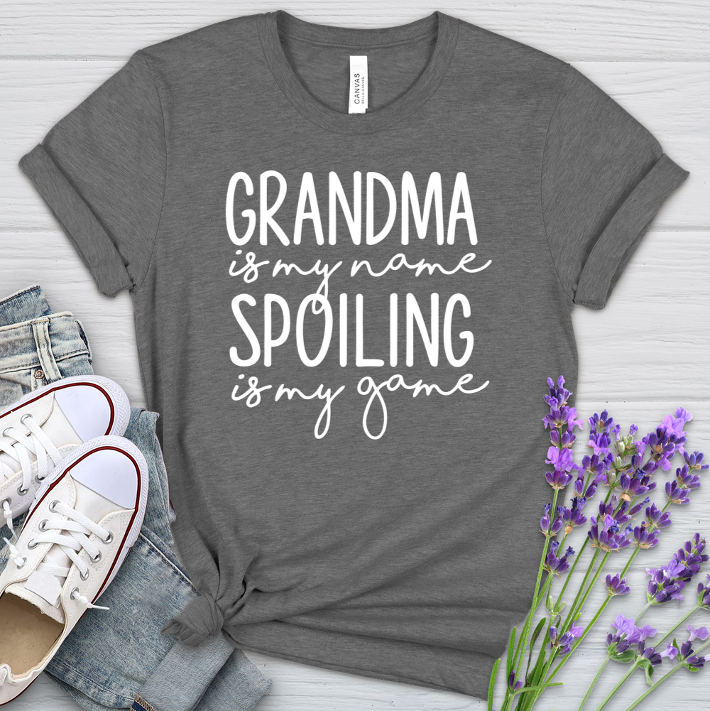 Grandma Is My Name Spoiling Is My Game Heathered Tee