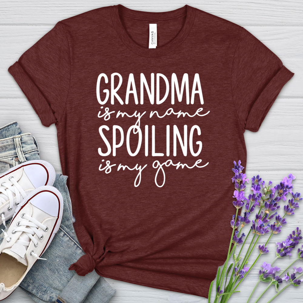 Grandma Is My Name Spoiling Is My Game Heathered Tee