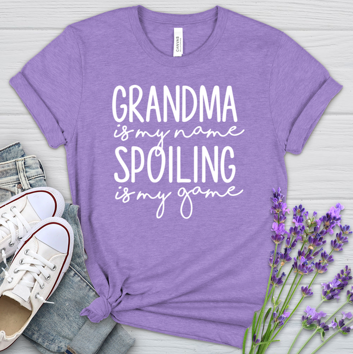 Grandma Is My Name Spoiling Is My Game Heathered Tee