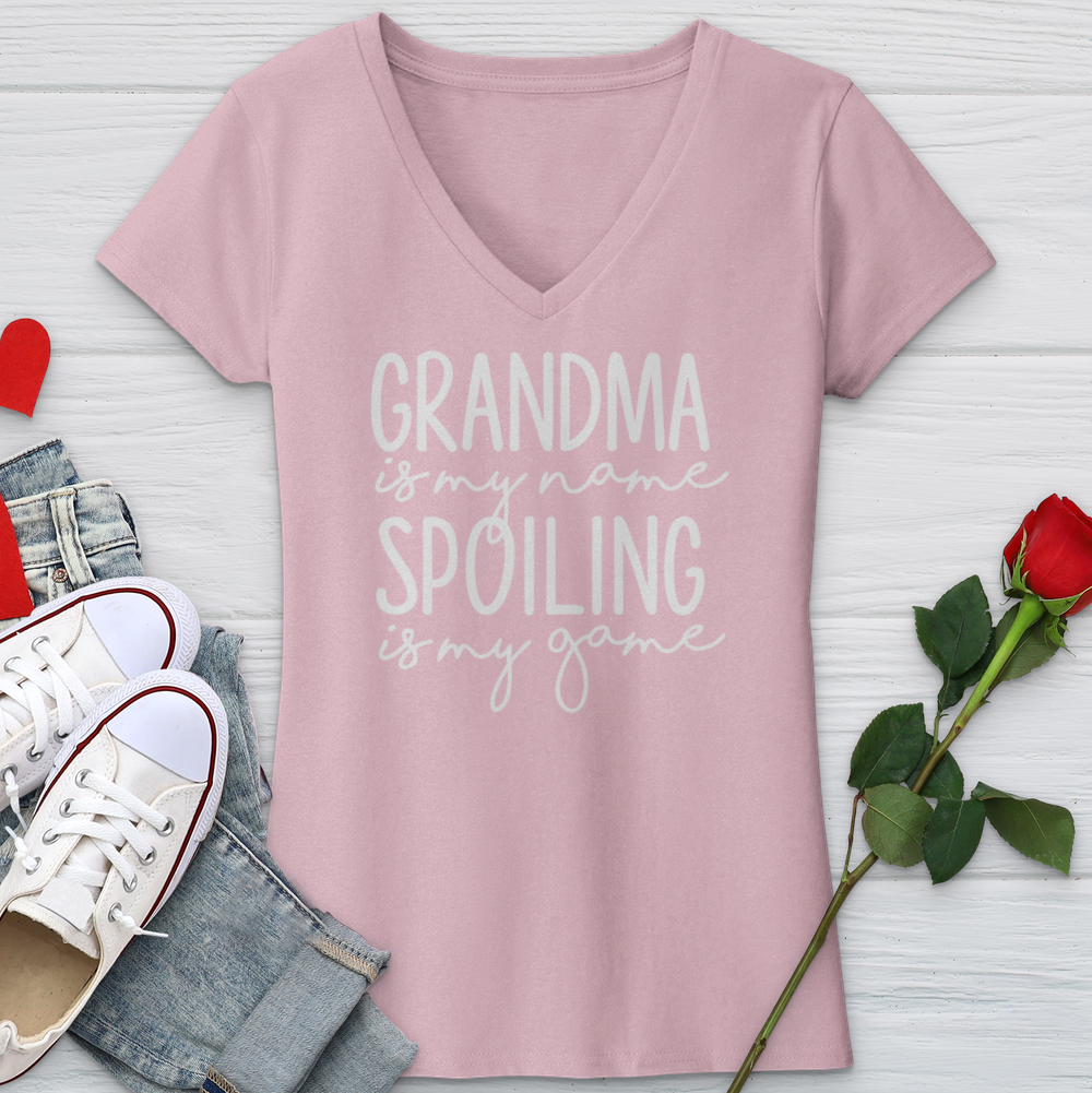 Grandma Is My Name Spoiling Is My Game V-Neck Tee