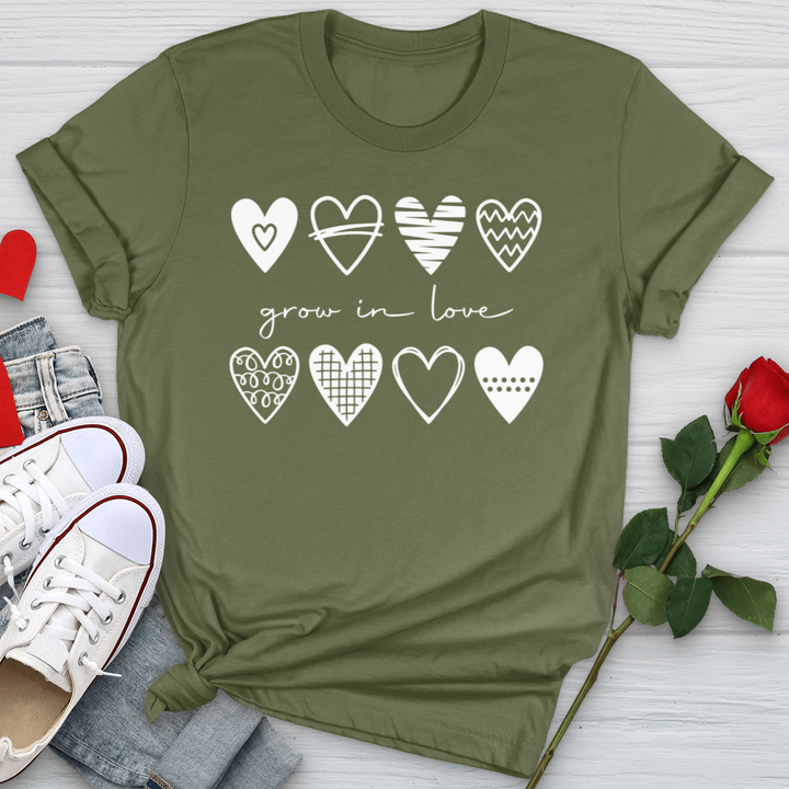 Grow in Love Hearts Softstyle Tee