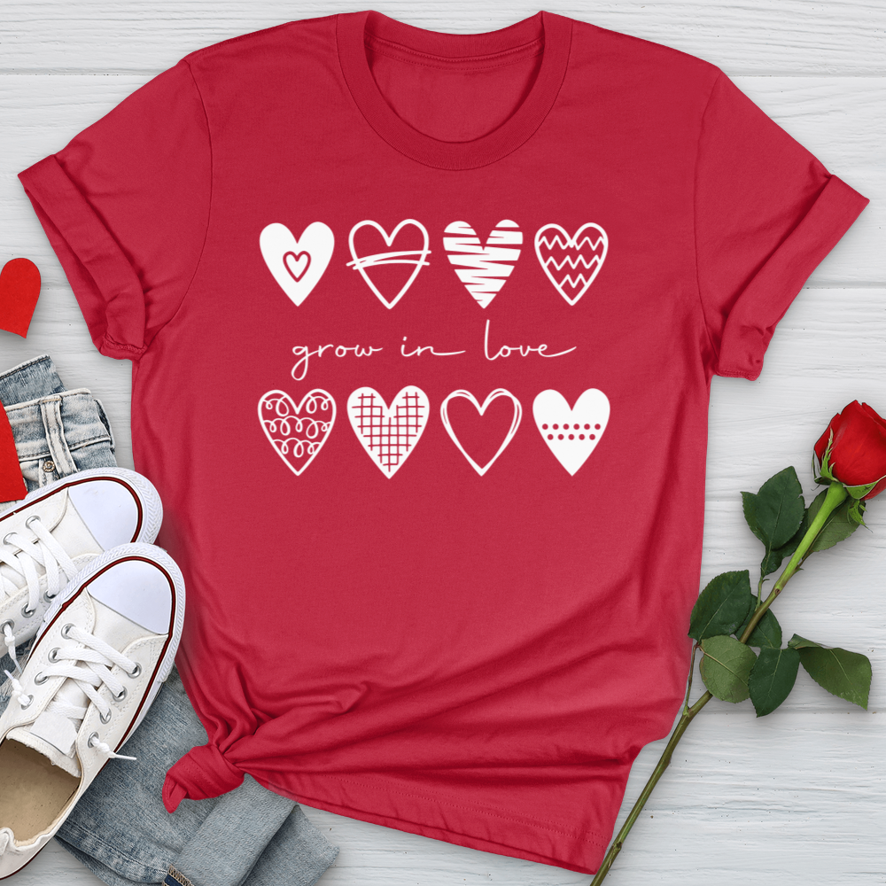 Grow in Love Hearts Softstyle Tee