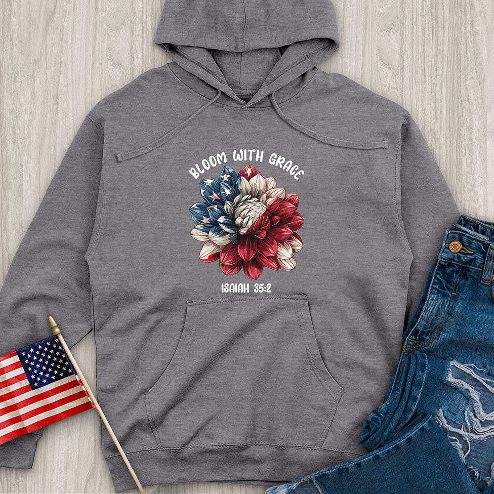 Patriotic Bloom Emblem Midweight Hooded Sweatshirt