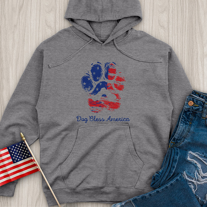 Dog Bless America Midweight Hooded Sweatshirt