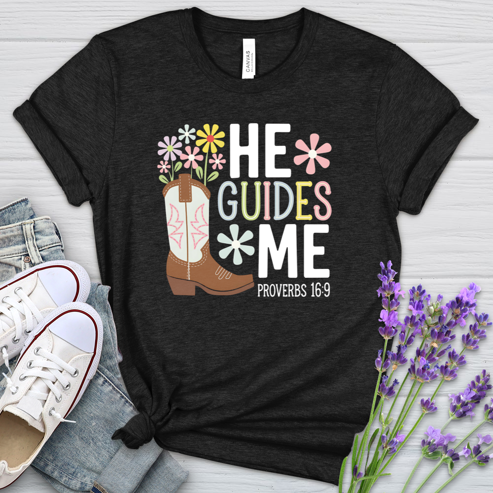 He Guides Me Heathered Tee